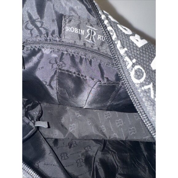 Robin Ruth City Bag Roma Rome Canvas Hobo Tote Bag Black Rainbow 16”x11”x9” - Picture 7 of 8